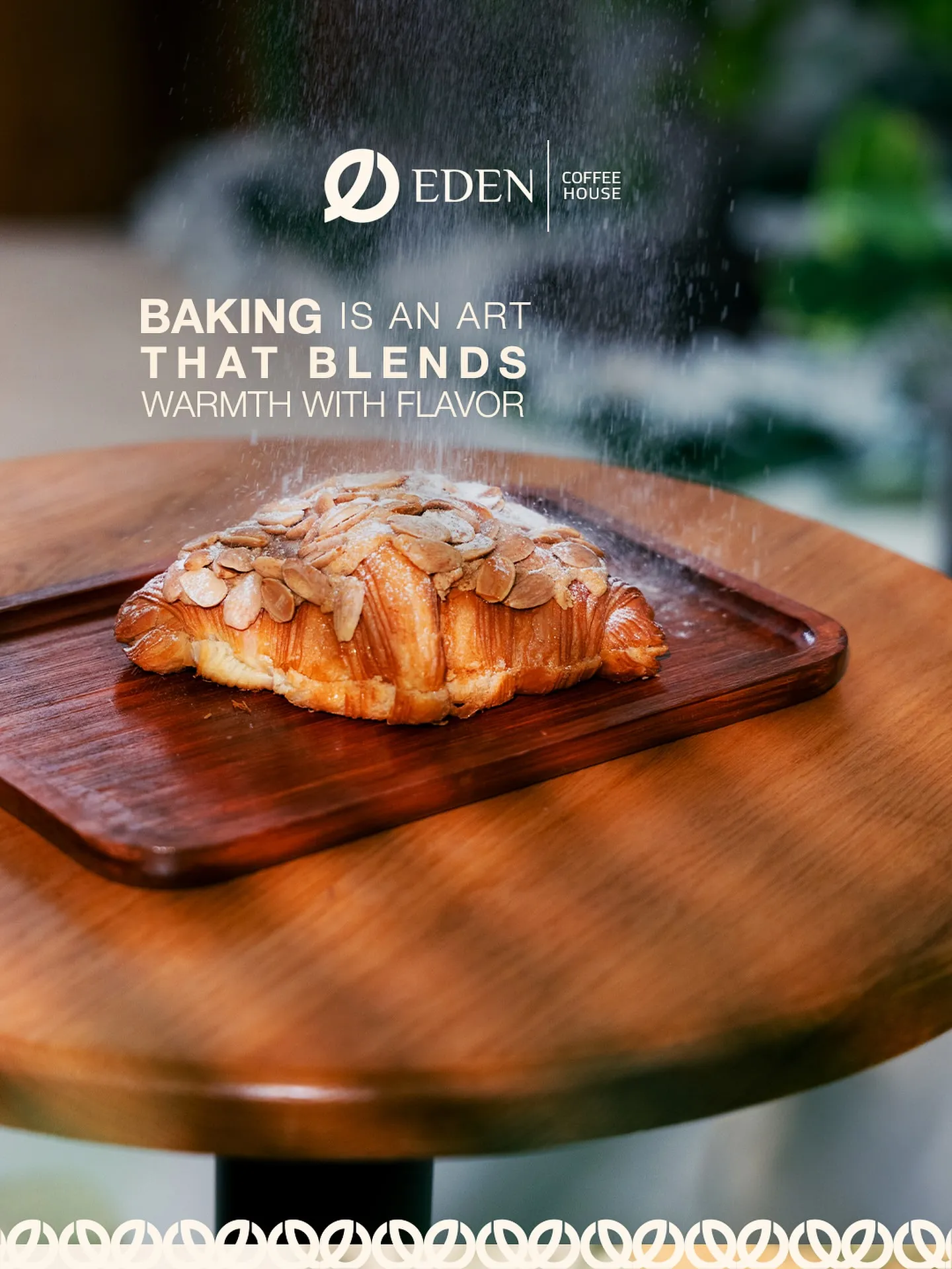 Sunlit seating inside Eden Cafe